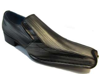 Mens Leather Dress Shoes Black Silver size 9 13  