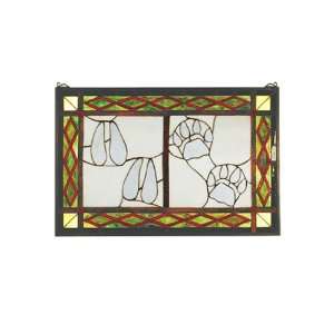   17.5H Deer & Cougar Tracks Stained Glass Window