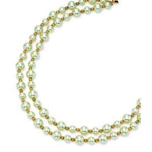 Alternating Double Strand Simulated Pearl 18in Necklace/Gold Plated 