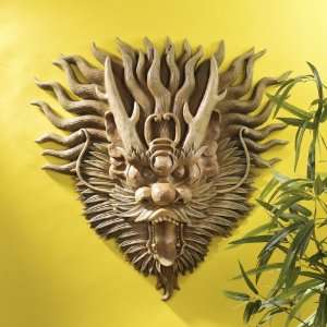   Chinese Dragon Sculptural Dragon Wall Mask Art Deco