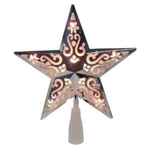   Silver Star Cut Out Design Christmas Tree Topper   Clear Lights Home