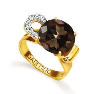   08ctw Diamond and 6ctw Quartz Ring Plated in 14K Yellow Gold   Size 7