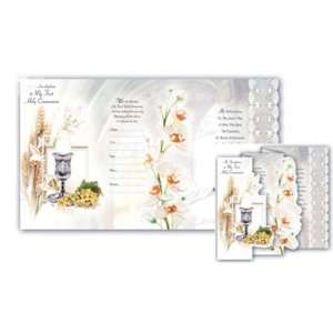  8 First Communion Invitations Quad Fold, Pre Packaged 