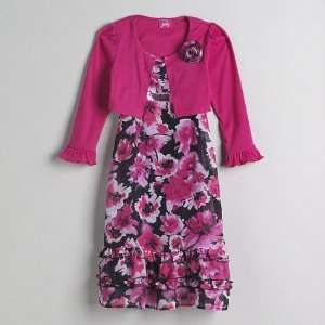   Pinky Girls Floral Printed Dress with Shrug, Size 6 