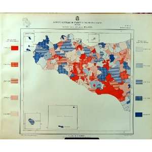   1929 Colour Map Italy Deaths Palermo Trapani Girgenti
