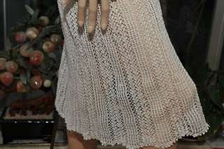 Fitted with Pearl Button in the Front, Hand Crochet Top and Skirt Two 