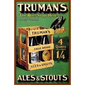  Vintage Art Trumans   The Beer Stops Here   Giclee Fine 