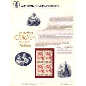   with Block of 4 MNH Stamps Retarded Children Can Be Helped Issued 1974