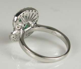 Estate Sterling 925 Ring 1.00ctw Colombian Emerald & White Sapphire 4 