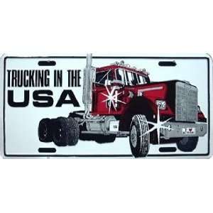    Trucking In The Usa Metal License Plate Auto Tag