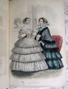 Grahams Ladys Magazine 1857 Year Rare+Antique Godey Like Fashion 
