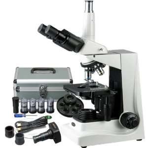 AmScope 40X 1600X Turret Phase Contrast Trinocular Microscope with 