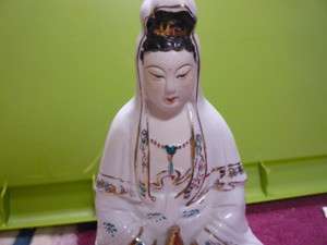 vintage kwan yin goddess compassionate buddha with gold color vase 