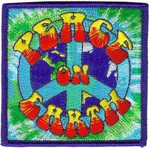  Peace Sign Peace On Earth Embroidered Iron On Hippie Patch 