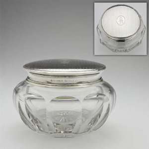  Dresser Jar, Glass w/ Sterling Lid by Wm. B. Kerr & Co 