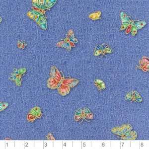   Wide Cloisonne Collection Butterflies Periwinkle Fabric By The Yard