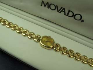 Ladys MOVADO 14kt Yellow Gold Watch Quartz w/ Box and Book #98  