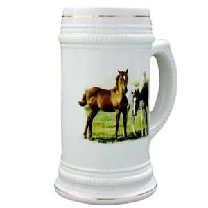 Stein (Glass Drink Mug Cup) Trio of Horses