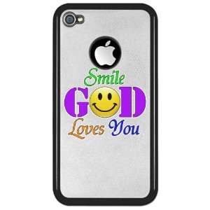   iPhone 4 or 4S Clear Case Black Smile God Loves You 
