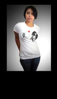   White T Shirt Top Heart Love Japanese Anime by In Control Clothing