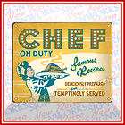 CHEF SIGN Vintage w Hat Iron Tray Kitchen cook diner female