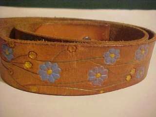 Vintage Hippie Tooled Flower Child Belt Name Cindy Cool  