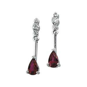  65694 14K Solid White Gold Pair .05 Ct T With 05X03Mm Ruby 