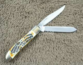 Tekut MK5006(Hobo) Two Blades Bone Handle Folding Knife w/ Tin Box 
