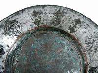 ANTIQUE TURKISH OTTOMAN 1830S COOPER ORNATE PLATE DISH  