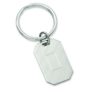    Rhodium Plated Etched Diagonal Line Key Ring Kelly Waters Jewelry
