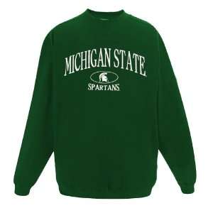  Michigan State Spartans Green Oval Mascot Embroidered Crew 