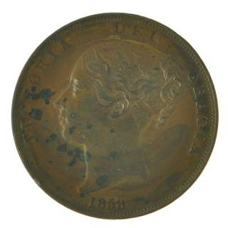 1848/3   Error   Rare   VF+ Great Britain   Victoria   Penny 1d Copper 