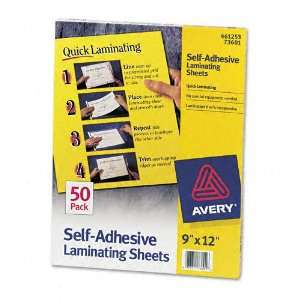  Avery® Clear Self Adhesive Laminating Sheets, 3mm, 9 x 12 