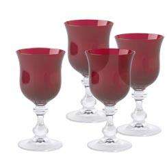 4pc MIKASA RUBY RED FRENCH COUNTRYSIDE WINE GOBLETS NEW  