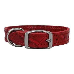  Croco   Faux Crocodile Leather Collar   1/2 x 14   Red 