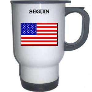 US Flag   Seguin, Texas (TX) White Stainless Steel Mug 