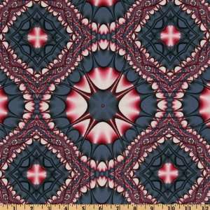   Wide Spring Eternal Large Kaleidoscope Slate/Pink Fabric By The Yard