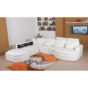   Remo White Modern Leather Sectional Sofa Set