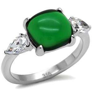  Stainless Steel Emerald Cubic Zirconia Ring Jewelry