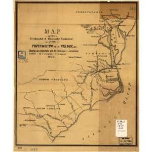  1847 Map Seaboard and Roanoke Railroad Company