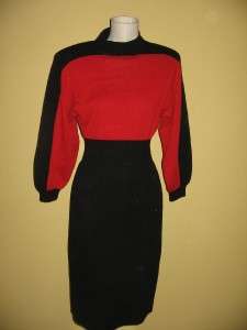   John Collection Santana Knit Mock Turtleneck Color Block Red Dress 10