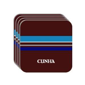 Personal Name Gift   CUNHA Set of 4 Mini Mousepad Coasters (blue 