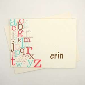 snow & graham alphabet personalized folded notes, invitations 