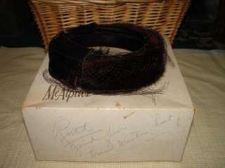 Vintage 40s 50s Dark Brown MINK Fur CROWN Hat Netting  