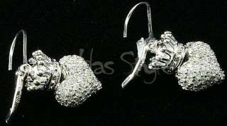 King Queen Baby Studio 3D Crowned Heart Lever Earrings  