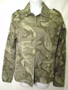 COUPE EMBROIDERED SASSY GREEN CAMO BUTTON DOWN 100% COTTON JACKET M 