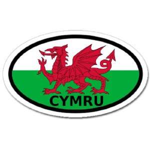  Wales Cymru in Welsh and Welsh Flag Car Bumper Sticker 