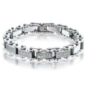  Bling Jewelry Stainless Steel CZ Mens Bracelet Jewelry