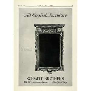  1929 Ad Schmitt Brothers New York Old English Home Furniture 