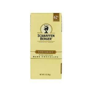 Scharffen Berger, Chocolate Bar SemiSweet 62%, 3 Ounce (12 Pack)